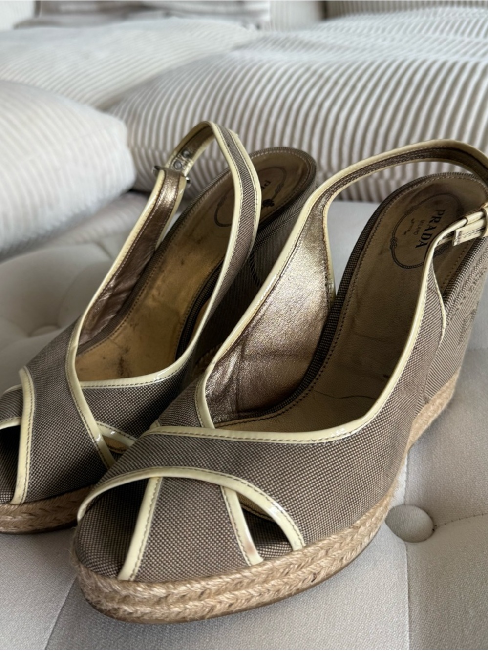 prada pumps wedges beige
